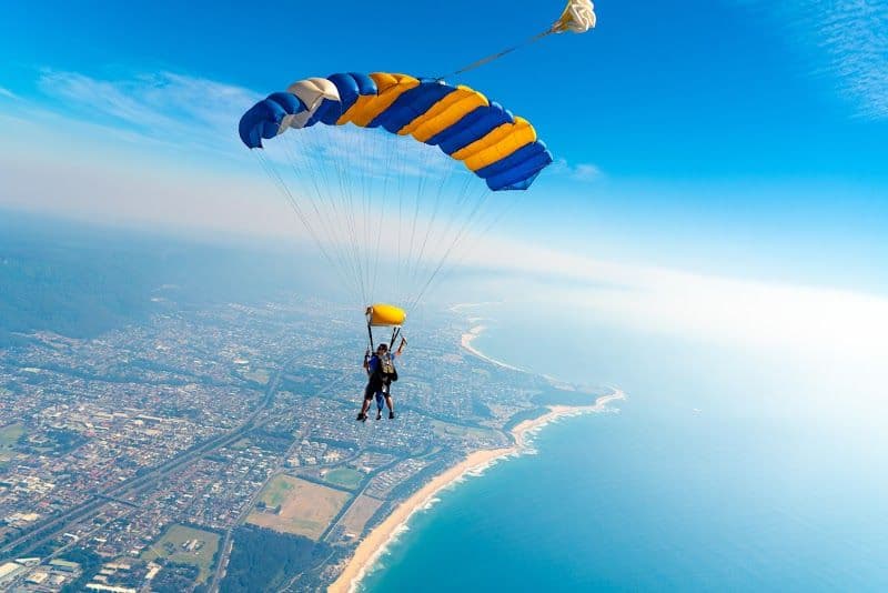 Skydiving over North Wollongong Beach